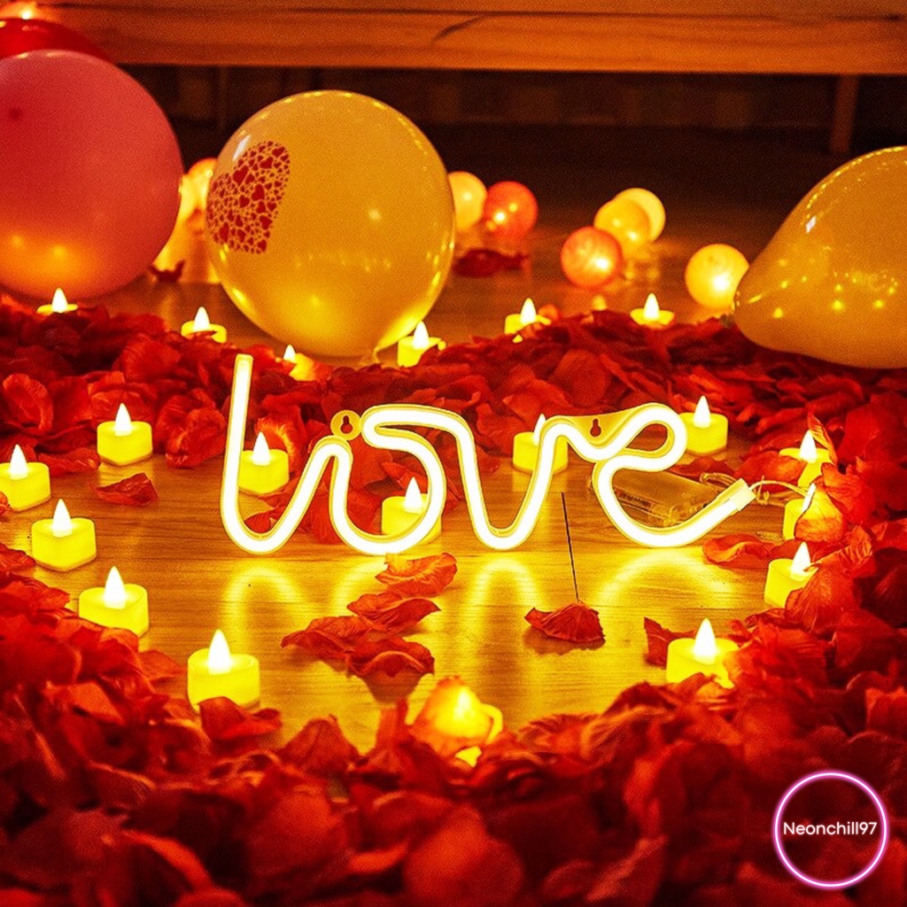 Đèn neon chữ LOVE, Neonchill97, trang trí lễ cầu hôn, tiệc cưới, Decor phòng ngủ