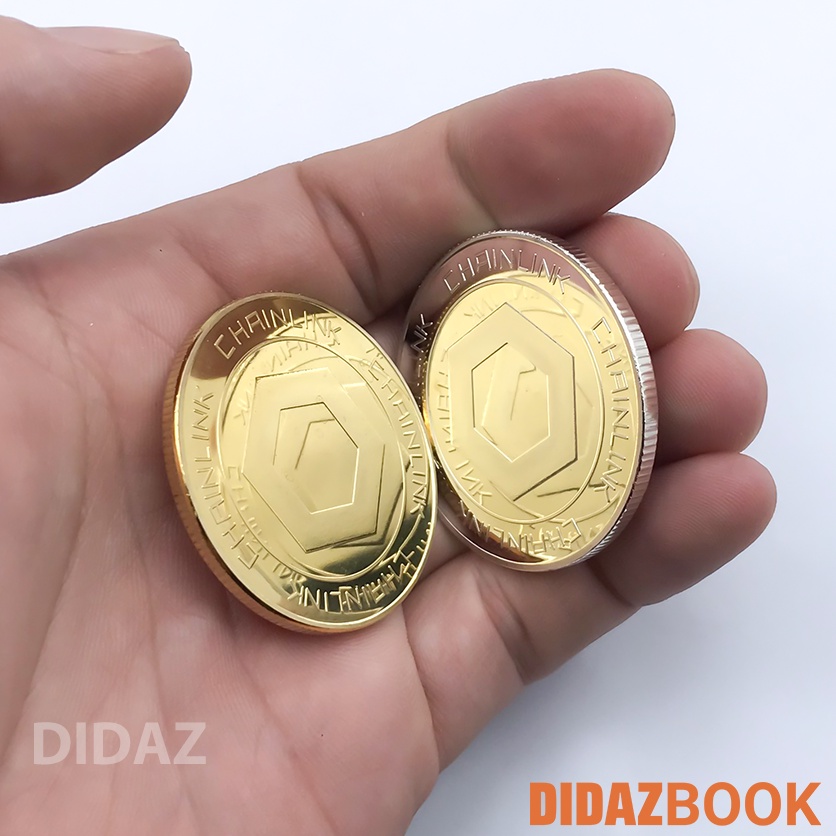 Đồng Xu Chainlink LINK, Bitcoin mạ vàng, bạc 24k đồ lưu niệm, trang trí, sưu tầm, quà tặng hội nhóm LINK01