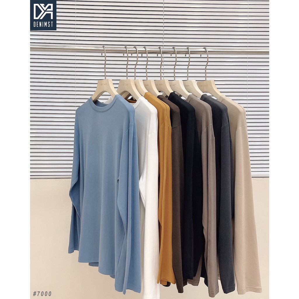 Áo Thun Nam Dài Tay Trơn DENIMST 7000 Chất Cotton, Mềm Mại, Thoáng Mát, Dáng Suông