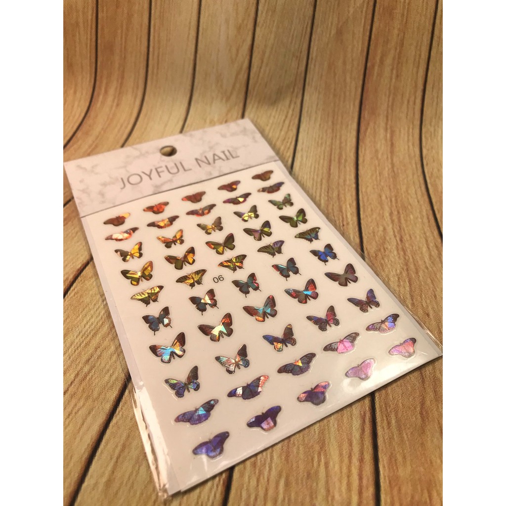 Hình dán móng tay - Sticker dán móng Bướm xà cừ 06