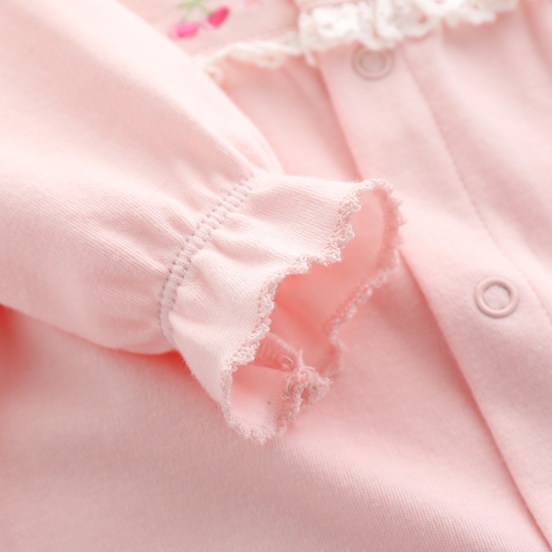 Áo Liền Quần Tay Dài Bằng Cotton Thời Trang Dành Cho Bé Gái 0-1 - 2-3 Tuổi 2319