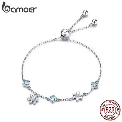 Bamoer Vòng Tay BạC 925 Họa Tiết Hoa Tuyết Thời Trang Cho Nữ