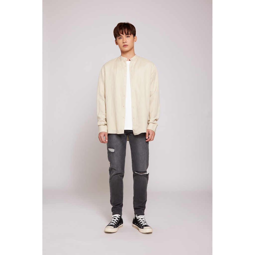 Áo Sơ Mi Nam BOO Tay Dài Chất Đũi Trơn Màu Không Nhăn Cổ Tàu | BigBuy360 - bigbuy360.vn