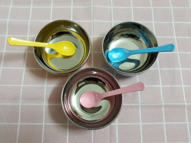 Bát ăn dặm inox, cách nhiệt kèm thìa