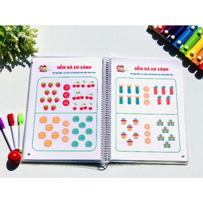bộ học liệu toán tư duy viết xoá được giúp bé phát triển