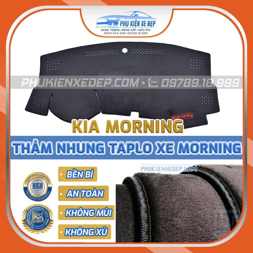 Thảm chống nóng taplo xe KIA MORNING chất liệu Nhung Lông cừu 3 lớp chống Trượt, đặt hàng ghi chú rõ Năm sản xuất của xe