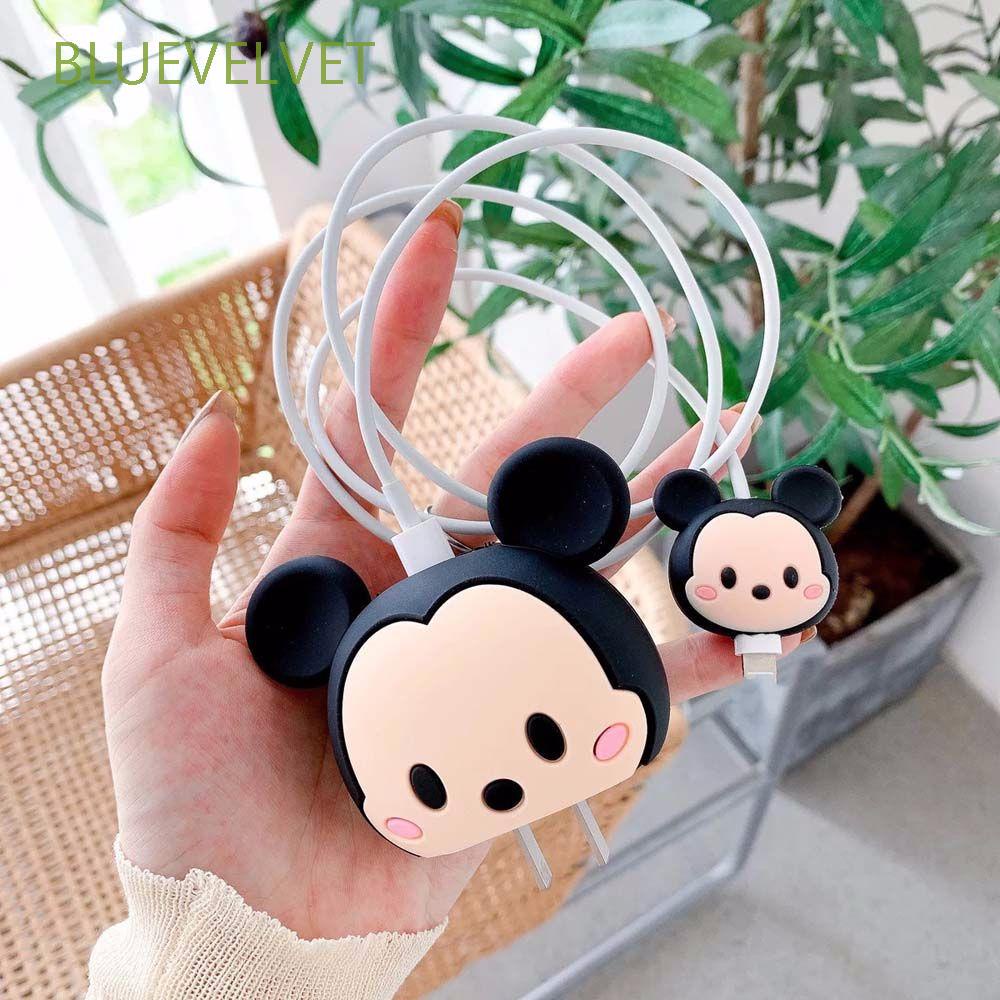 Phụ kiện bọc bảo vệ dây cáp sạc điện thoại hình Pikachu Stitch Winnie the Pooh Kuromi dễ thương