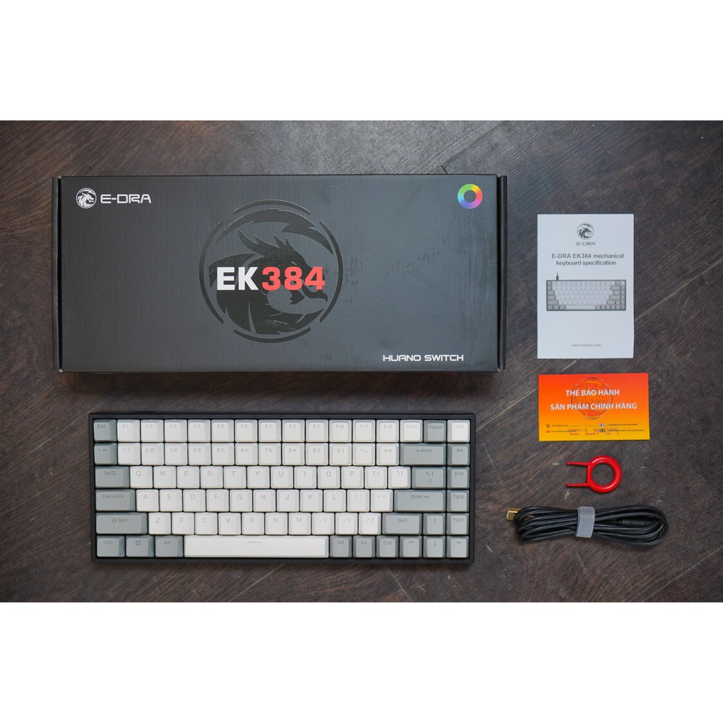 Bàn phím cơ E-DRA EK384 - Led RGB - Huano Switch - Kết nối Type-C