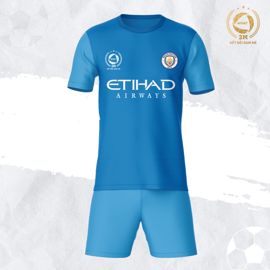 Bộ quần áo bóng đá  Man City Màu Xanh, Thun Lạnh Cao Cấp - 3 MIỀN SPORT