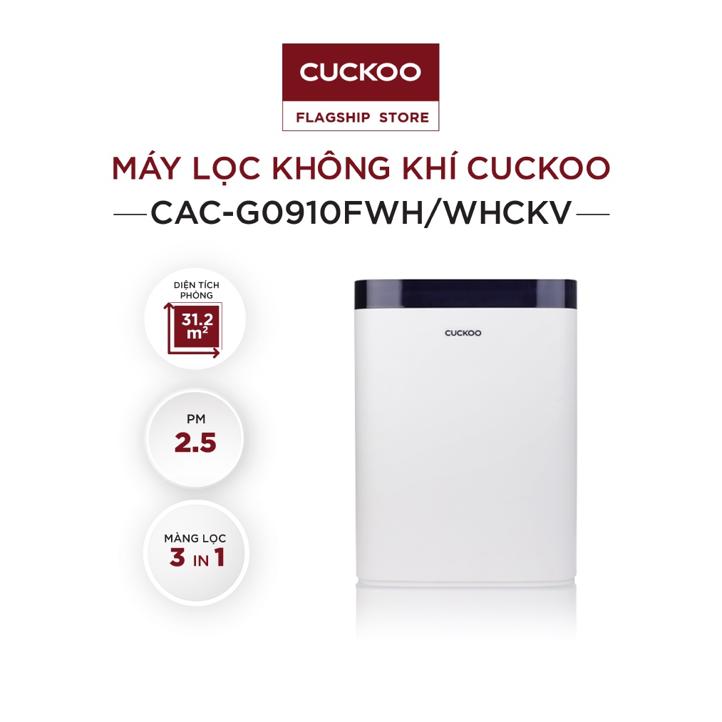 Máy lọc không khí Cuckoo CAC-G0910FWH - Dành cho không gian 30m2 - Màng lọc Carbon chủ động - Tiêu chuẩn Hàn Quốc