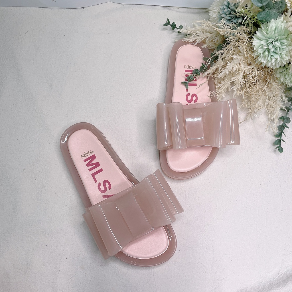 Melissa Giày Sandal Nhựa Dẻo Đính Nơ To Thời Trang Đi Biển