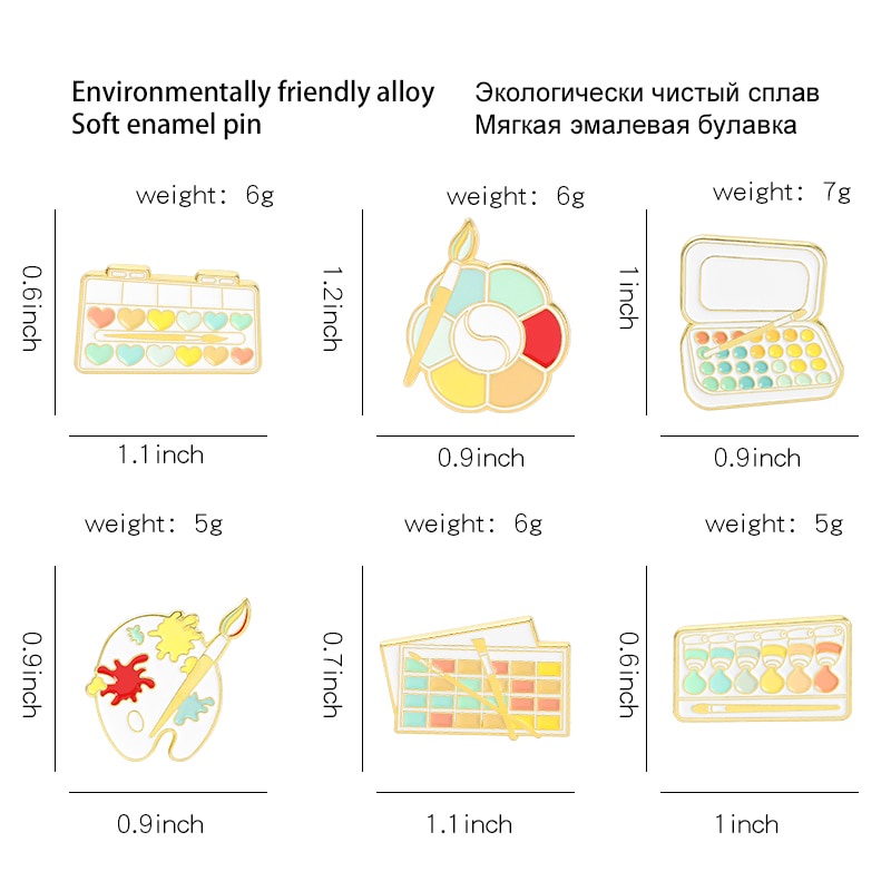 Huy hiệu cài áo thiết kế hình bảng vẽ màu nước hoạt hình đáng yêu làm quà tặng cho bạn thân