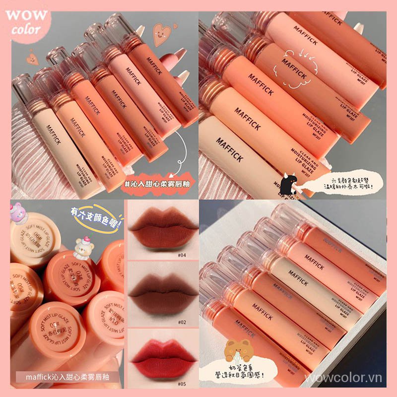 [Hàng mới về] Son bóng dạng lỏng MAFFICK màu đỏ khói mềm mại không dính cốc lâu trôi chất lượng cao