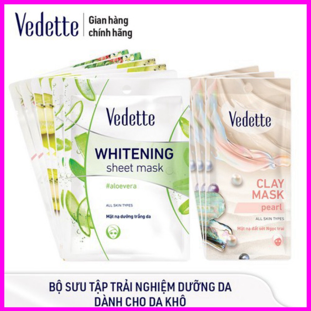 Bộ Sưu Tập Trải Nghiệm Dưỡng Da Vedette Dành Cho Da Khô - MNTD Đam x2, MNTN Kiwi x2, MNSC Dâu x2, MNĐS Ngọc Trai x3