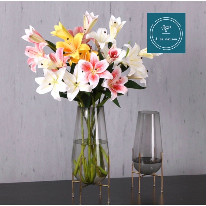 Cành hoa Lily nhân tạo cao cấp 72cm,hoa decor trang trí không gian sang trọng.