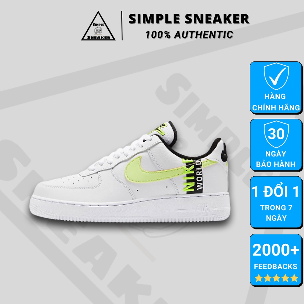 Giày Air Force 1 FREESHIP Air Force 1 Auth - Giày Nike AF1 Worldwide White Volt Chính Hãng Chuẩn Auth- Simple Sneaker