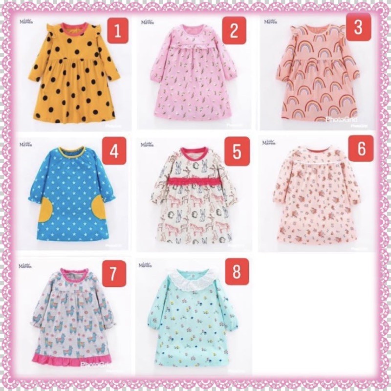 Váy dài tay Little maven 1.5-7 tuổi