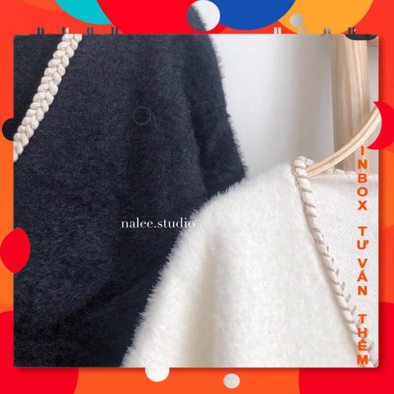 Áo Cadigan Dạ Len Lông Thỏ Cổ Tim Vạt Viền Cúc Tròn VyQuiLaiBR Shop | BigBuy360 - bigbuy360.vn