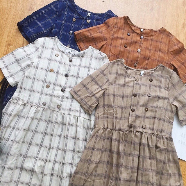 Đầm babydoll caro 4 màu