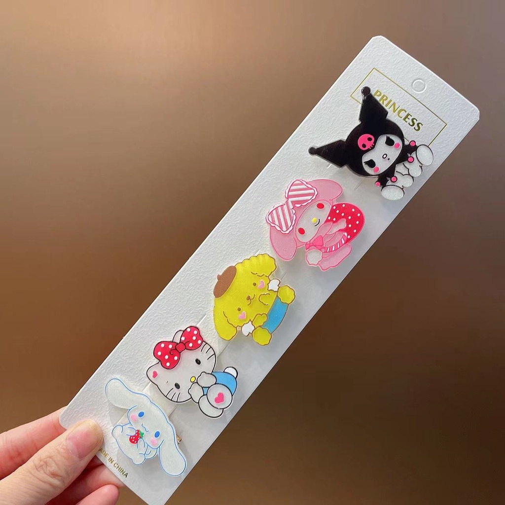 Tender afternoons Set 5 Kẹp Tóc Bằng Acrylic Hình Gấu Dễ Thương Phong Cách Nhật Bản Cho Bé Gái