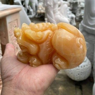 Tỳ hưu phong thủy đặt Két sắt dài 8cm ; 10cm và 12cm, đá ngọc hoàng long và ngọc xanh Onyx nguyên khối