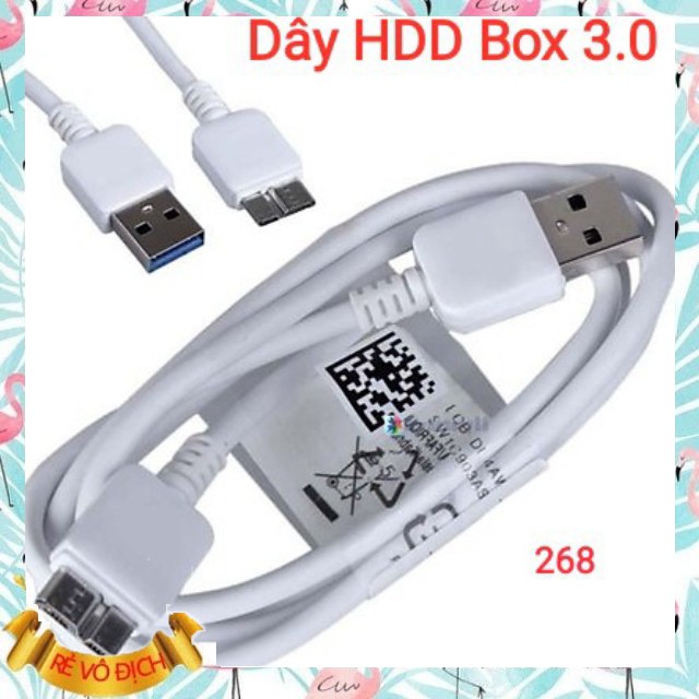 Dây ổ cứng di động Hdd box Usb 3.0 to Micro B chân dẹt đực Gía Sỉ=Gía Lẻ