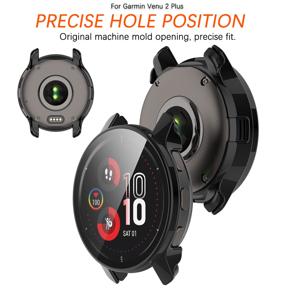 Ninki Ốp Bảo Vệ Chống Va Đập Có Kính Cường Lực Cho Garmin Venu 2 Plus/Venu 2 Plus Screen Protector Case