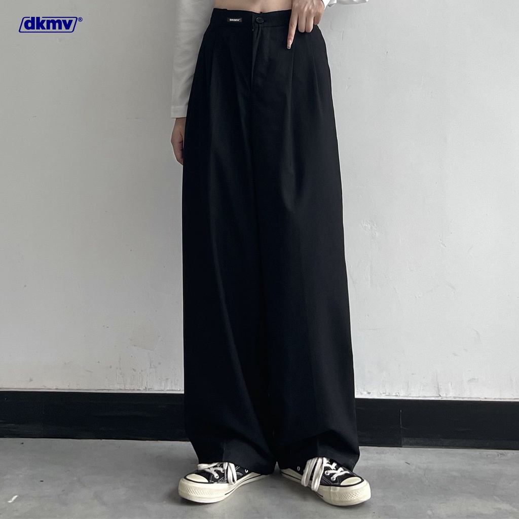 Quần suông ống rộng lưng cao siêu hack dáng màu đen Don't Kill My Vibe | High Waist Pants