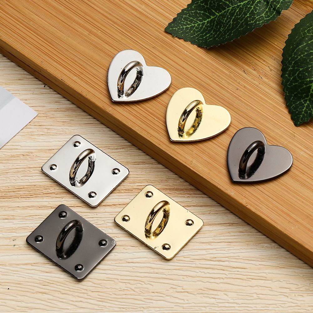 Bộ 3 móc kim loại hình trái tim / vuông dán trang trí điện thoại DIY