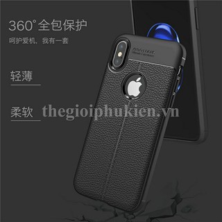 Ốp lưng iPhone X silicon giả da, chống sốc Auto Focus