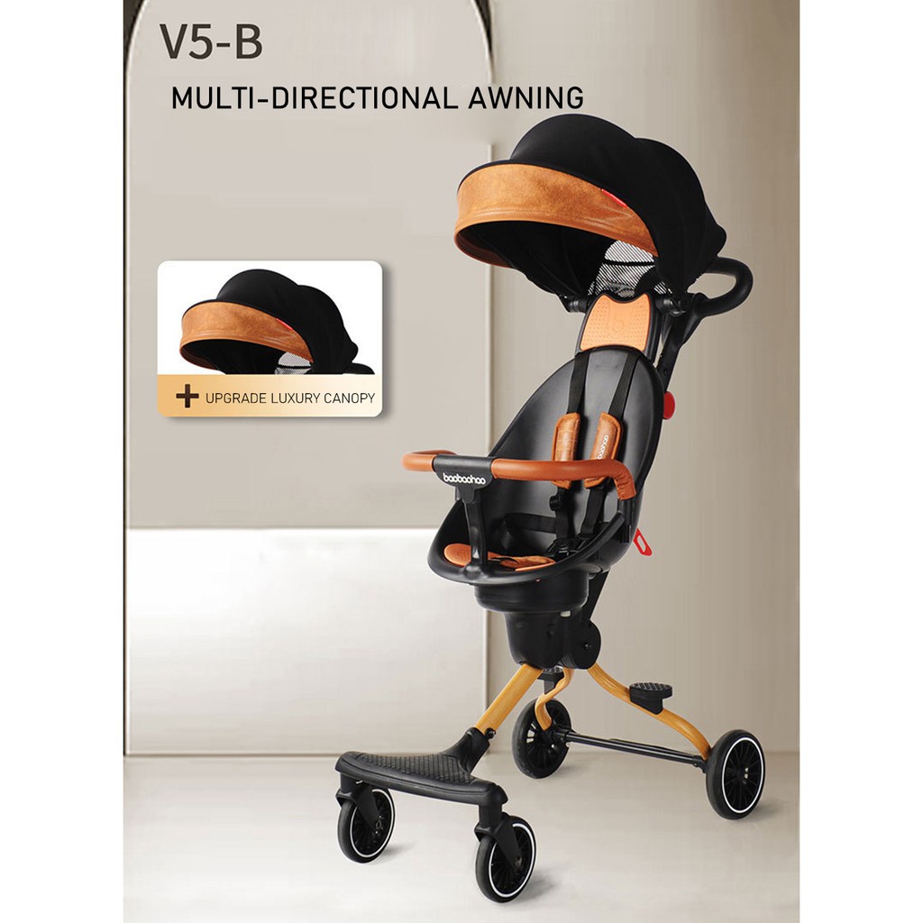 Xe đẩy 2 chiều, 2 tư thế ngồi và ngả điều chỉnh linh hoạt xoay 360 độ, xe nôi trẻ em gấp gọn có mái che nắng cho bé