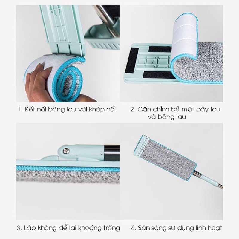Cây Lau Nhà Tự Vắt Xoay 360 Độ Siêu Sạch Tách Nước, Dùng Lau Khô Và Lau Ướt-Tặng Bông Lau 2 Miếng Bông Lau