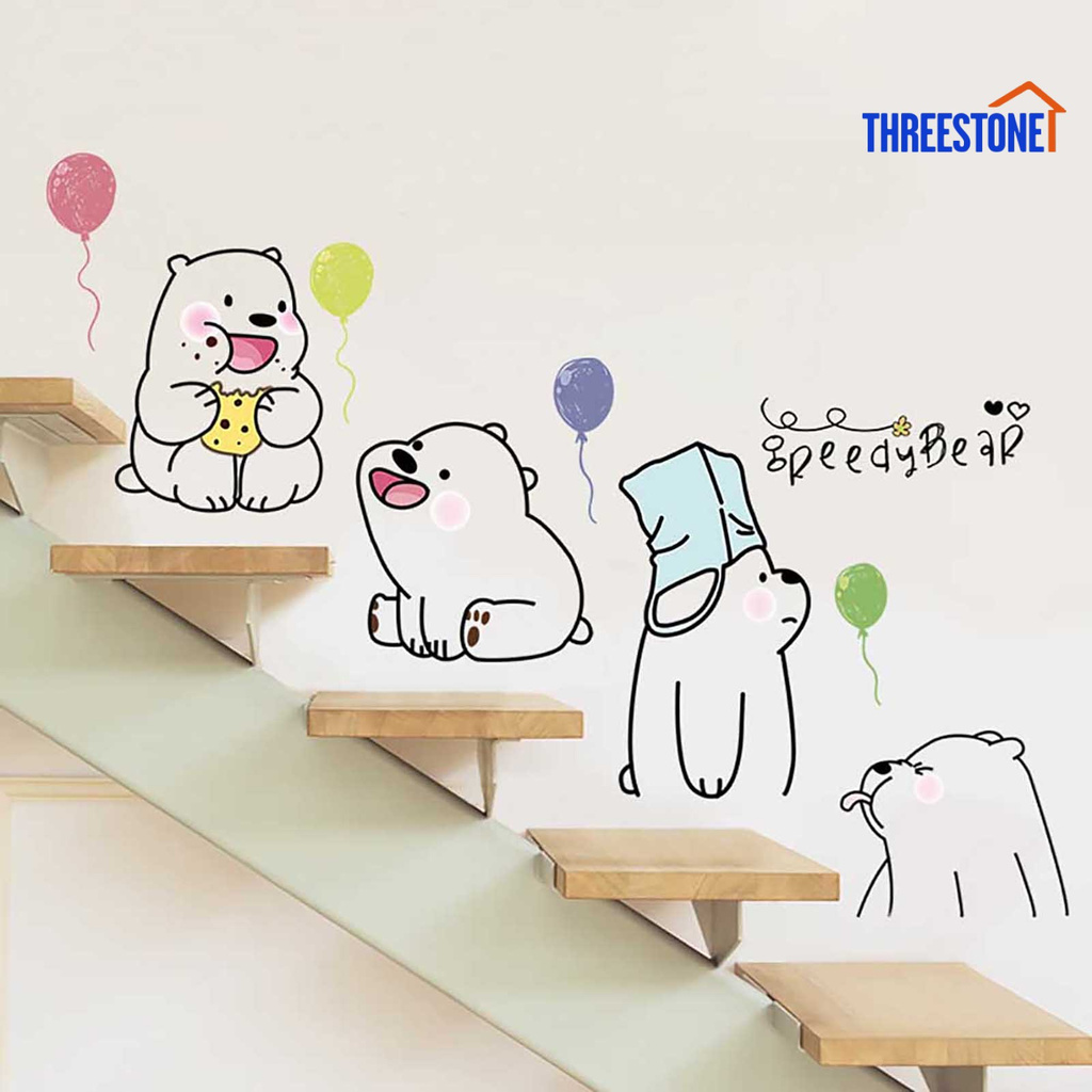 Giấy dán tường hình gấu Rilakkuma dễ thương có thể tháo gỡ trang trí phòng bé | BigBuy360 - bigbuy360.vn