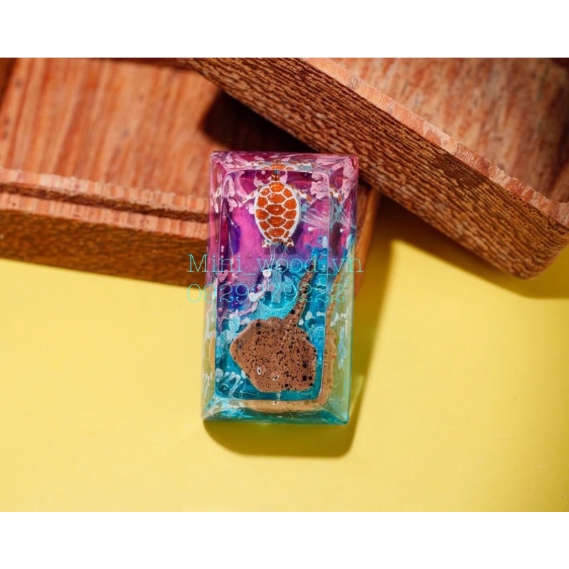 Nút bàn phím cơ cá đuối + rùa xanh/hồng.Keycap resin.Keycap Artisan