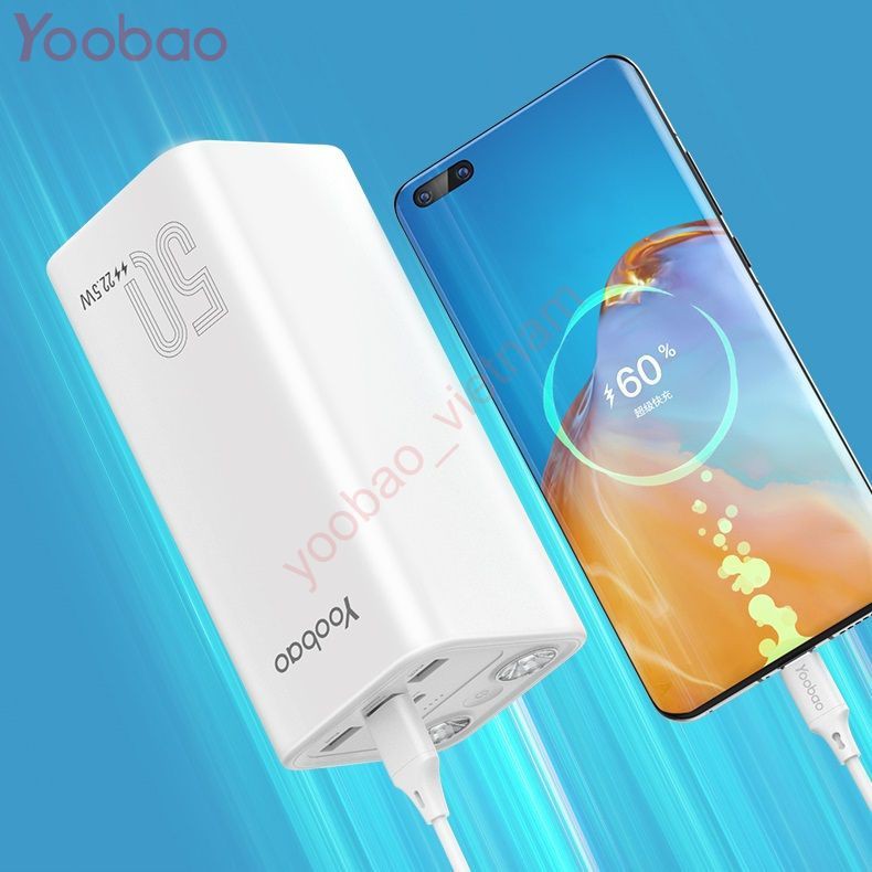 Sạc Dự Phòng Yoobao 50000mAh Sạc Nhanh PD 20W Có Đèn Pin Chiếu Sáng Công Suất Lớn - YOOBAO H5