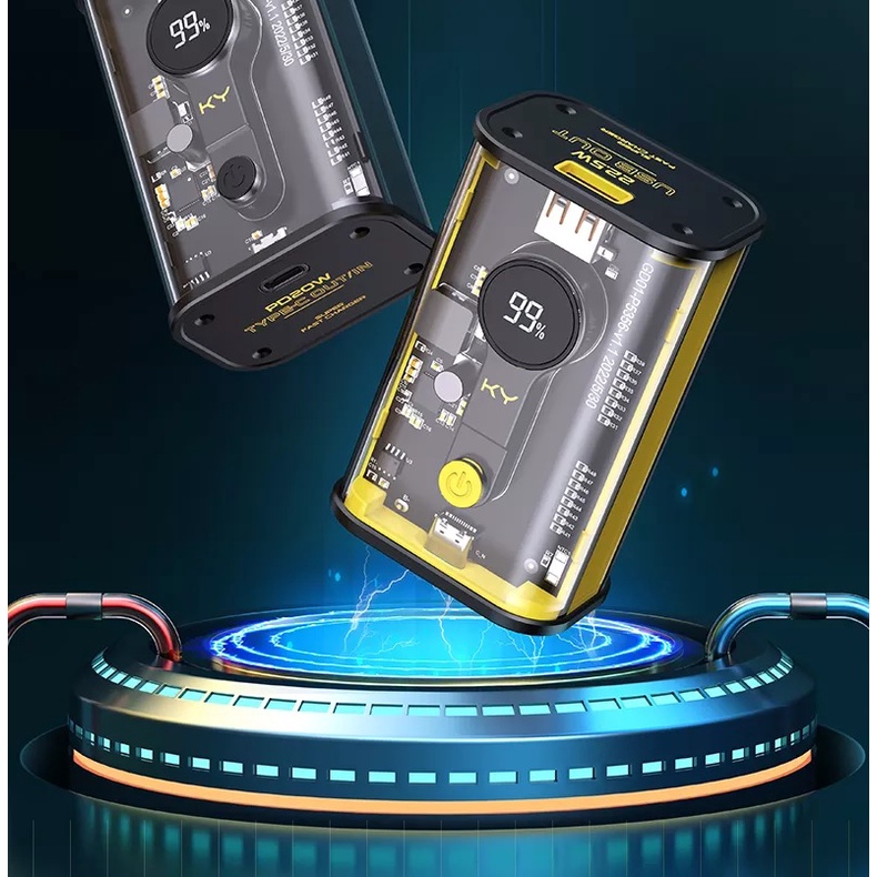 Pin sạc dự phòng trong suốt KY 806 10000 mAh sạc nhanh PD20W QC22.5W