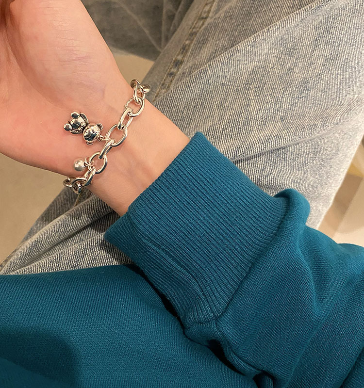 Lắc tay hợp kim hình gấu xinh xắn theo phong cách Hàn Quốc