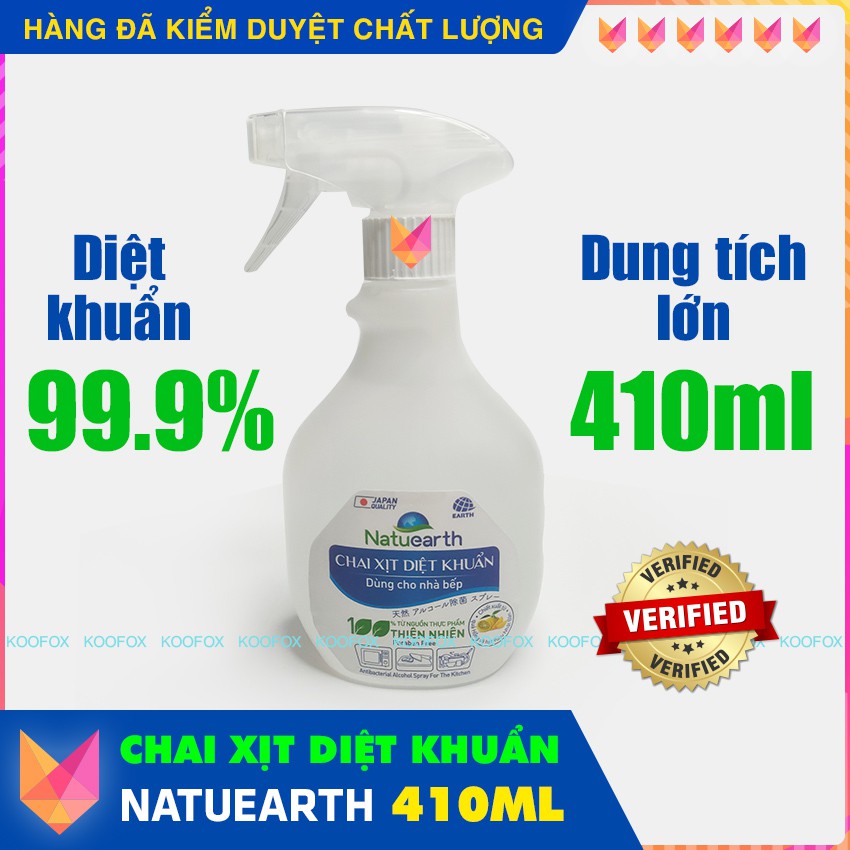 [CHAI XỊT 410ML] Chai Xịt Kháng Khuẩn Đa Năng, Khử Khuẩn Tay Khô, Cửa, Đồ Vật, Bếp,... Bảo Vệ Bạn Và Gia Đình - KOOFOX