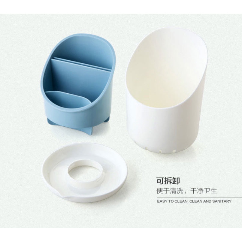 Ống đũa đựng muỗng thìa bằng nhựa cao cấp có đĩa hứng nước tiện lợi MiibooShi PVN17585