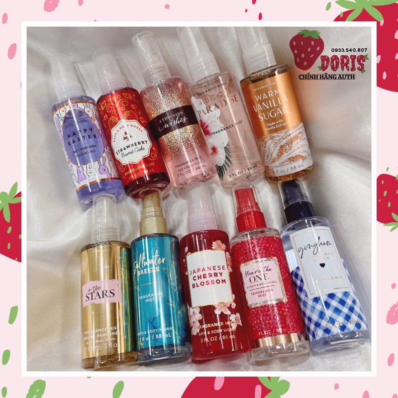 Tổng hợp xịt toàn thân 88ml - Bath and Bodyworks chính hãng
