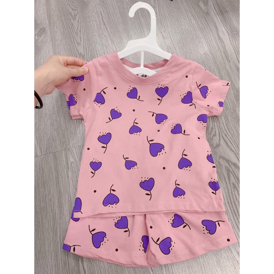 Độ bộ bé gái Combo 3 bộ hoa tim cầu vồng chất cotton 4 chiều co giãn thấm hút tốt