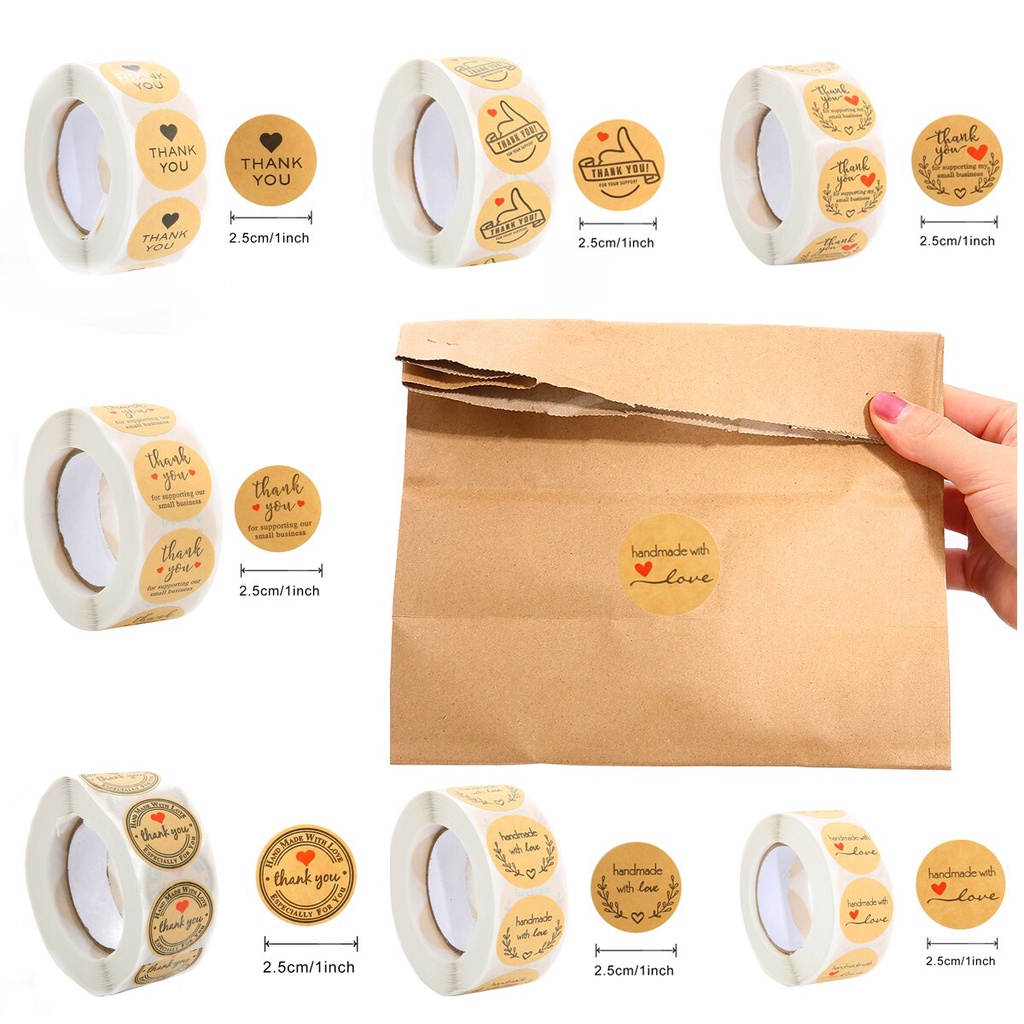 Set 500 nhãn dán tròn dùng cho trang trí đa chức năng xinh xắn