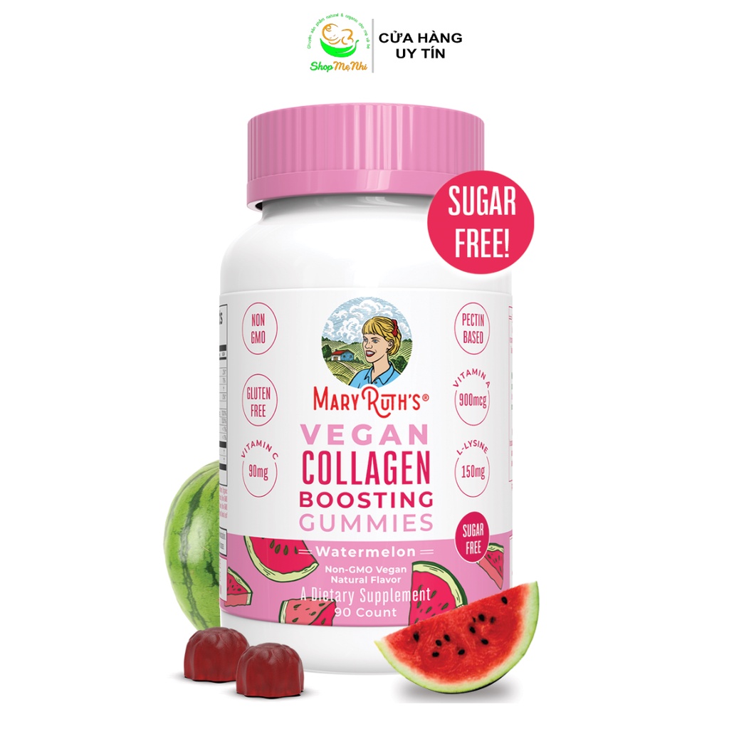 Kẹo vitamin hữu cơ tăng cường Collagen vị dưa hấu MaryRuth 90 viên.