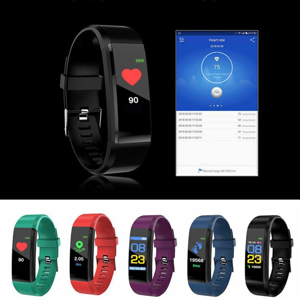 [Hàng Có Sẵn] ❇️115PLUS ❇️Vòng Đeo Tay Thông Minh Đồng Hồ Thông Minh Màn Hình Màu Tích Hợp Chức Năng Báo Thức Thông Minh