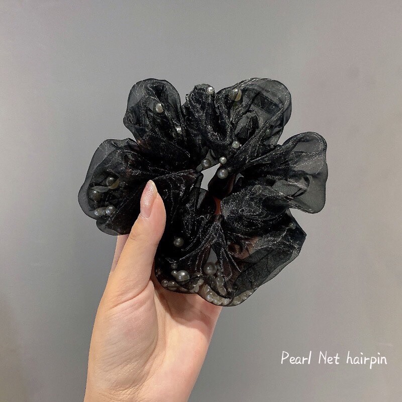 Cột tóc voan hạt thiết kế độc lạ scrunchies CT507