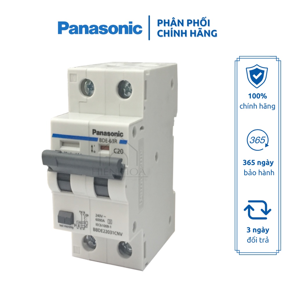 RCBO Cầu dao bảo vệ quá tải, ngắn mạch và chống rò Panasonic