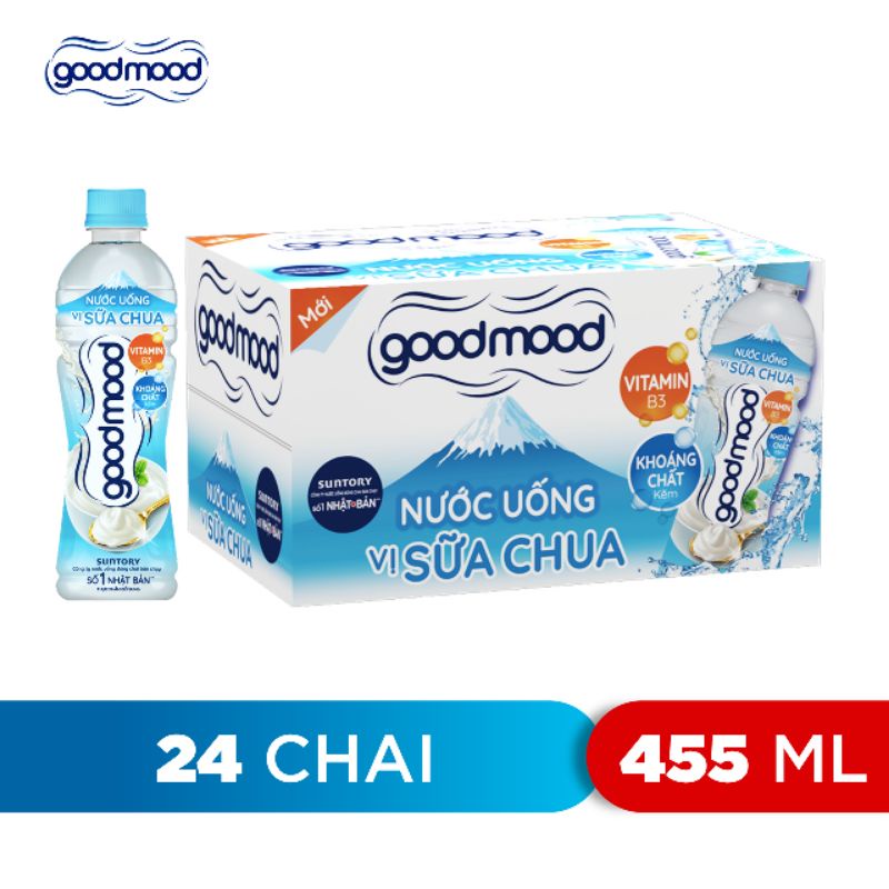 [Freeship70k] Thùng 24 chai nước uống có vị sữa chua và cam Goodmood 455ml/ good mood vị dâu 455ml