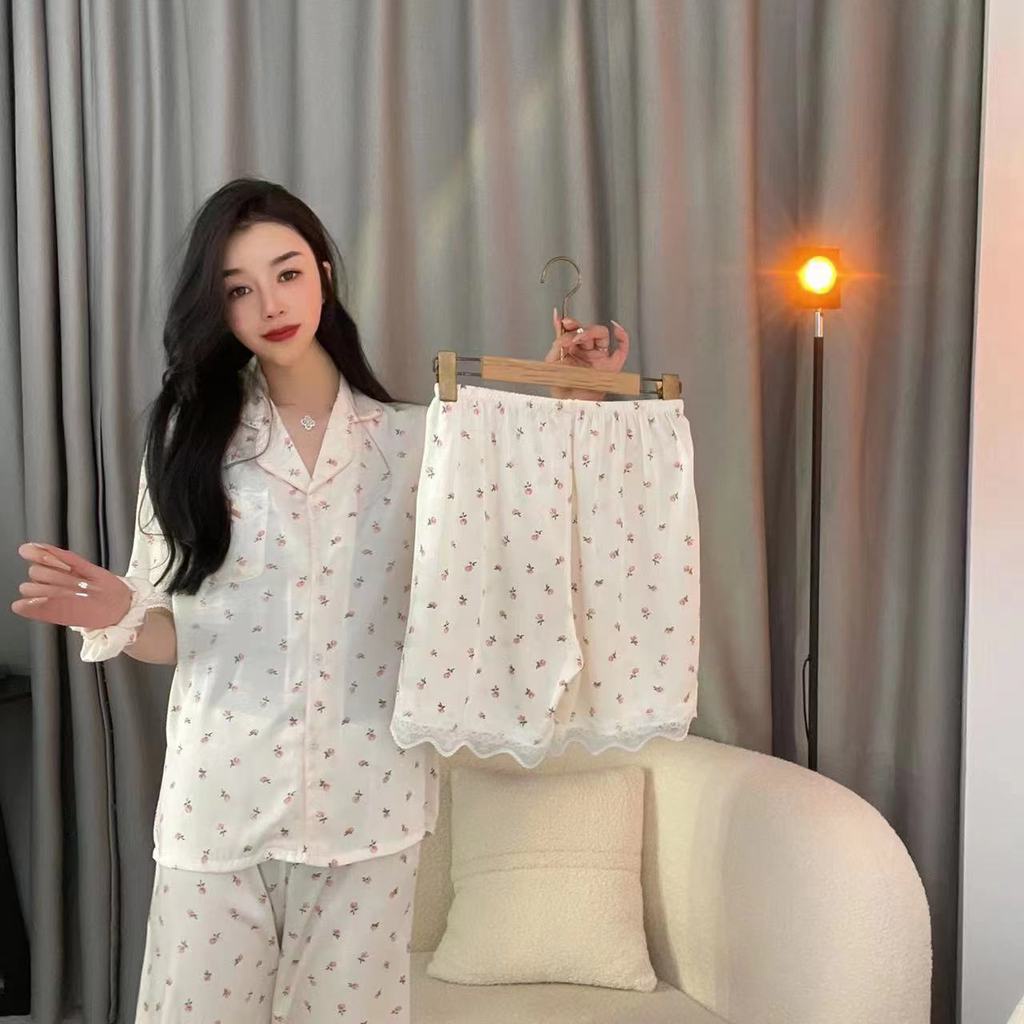 Bộ Đồ Ngủ Pijama 3 Món Thời Trang Mùa Hè Cho Nữ