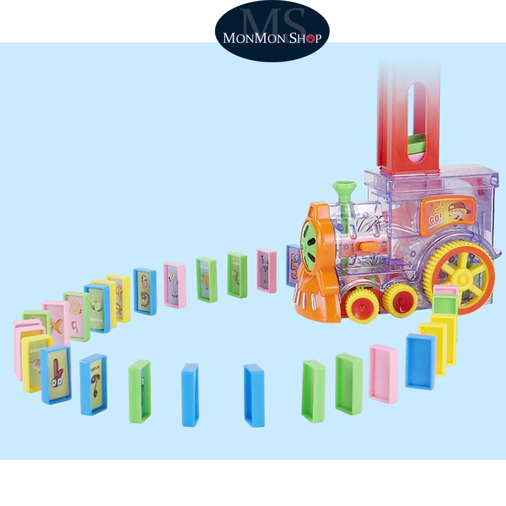 [Xe đồ chơi] Tàu Hỏa Xếp Domino tự động dành cho bé thỏa sức sáng tạo tặng kèm Pin AA