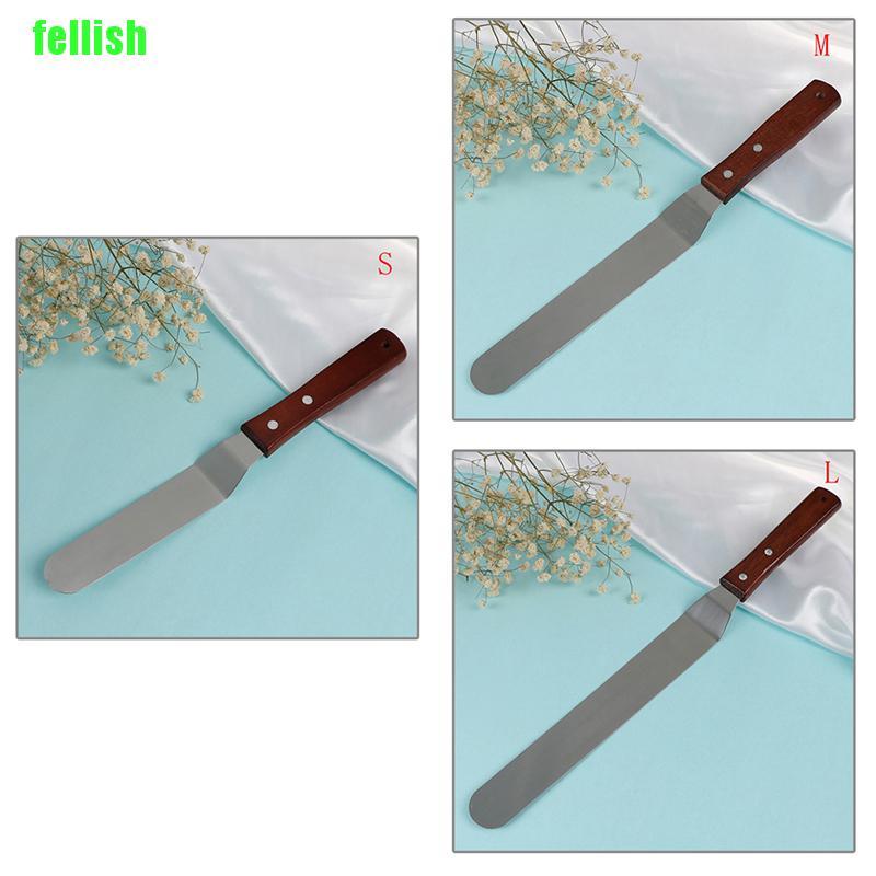 [FEL] Wooden Handle Stainless Steel Butter Cream Cake Spatula Smoother Icing Spreader Do